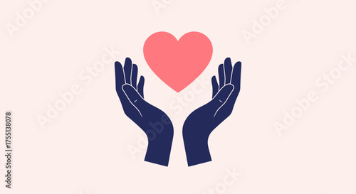 Hands holding a heart symbolizing love compassion kindness and support for one another in a gentle caring gesture