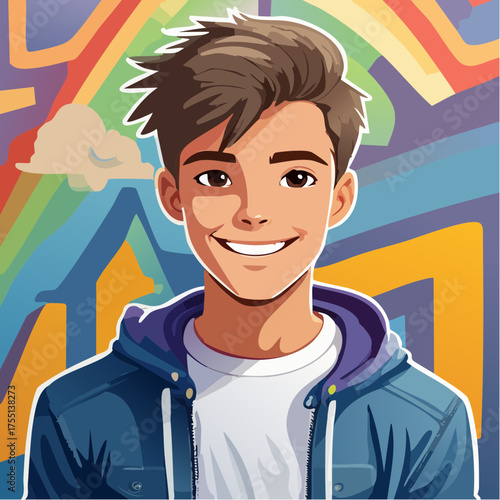 Teenager vor Graffiti-Wand