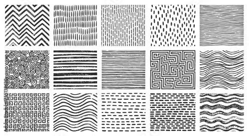 Collection of Abstract Hand Drawn Textures and Patterns for Artistic Design Projects