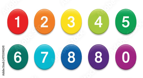 Colorful Circle Number Icons Displaying Digits One Through Ten And Zero