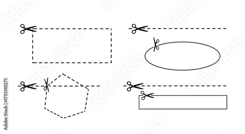Illustrating Various Cutting Tools and Shapes for Paper Crafts and Artistic Projects
