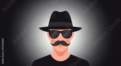 A Mysterious Man with a Distinctive Moustache and Hat Creates an Aura of Intrigue