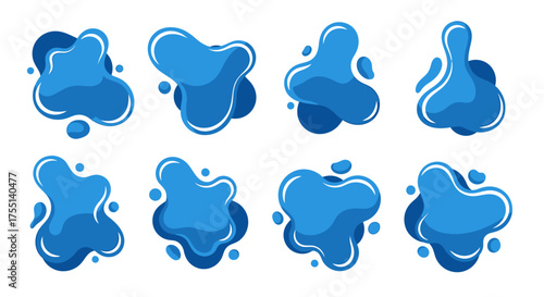 Abstract Blue Liquid Blob Shapes Organic Fluid Elements for Graphic Design and Modern Web Backgrounds