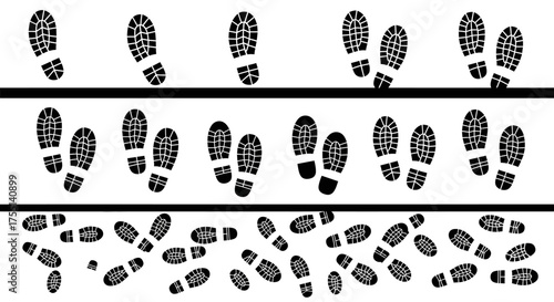 Visual Representation of Footprints Showing Movement and Directional Changes Across Different Surfaces and Spacing