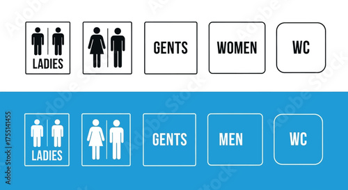Collection of Restroom Signage Options Featuring Gents Ladies Men Women and WC Symbols for Public Facilities