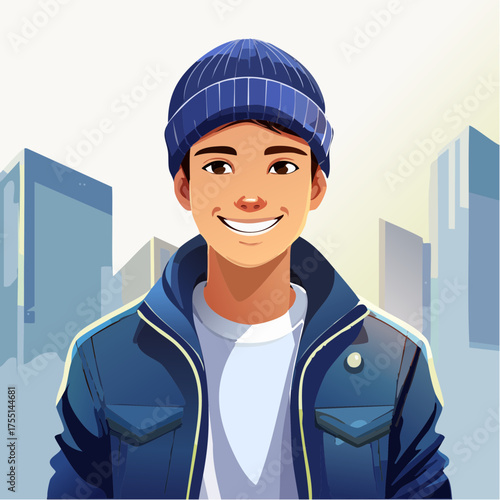 Teenager mit Bomberjacke (clean urban look)