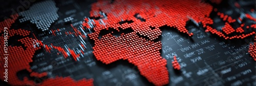 World map showing global economy recession and financial crisis