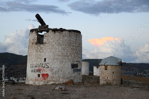 The abandoned historical windmills that are synonymous with the famous holiday resort of Bodrum.