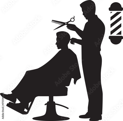 Barber Haircut Silhouette Professional Stylist Trimming Hair Client Chair Salon Service
