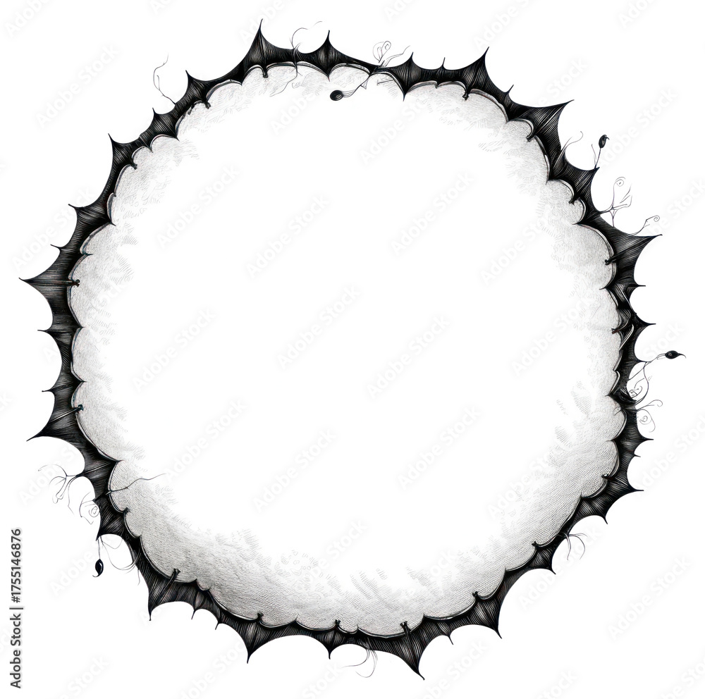 Fototapeta premium PNG Circle frame with bat sketch white