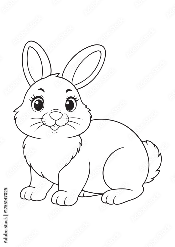 Obraz premium adorable printable coloring page of bunny family with baby rabbits, educational lineart vector for kids