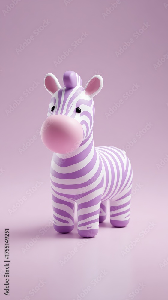 Obraz premium Cute Zebra Toy on Pink Background - Adorable Animal Figurine.