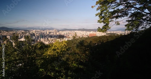 sunset in the mountains of korea