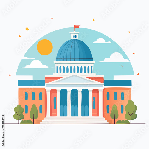 Illustration vectorielle minimaliste d’un parlement stylisé