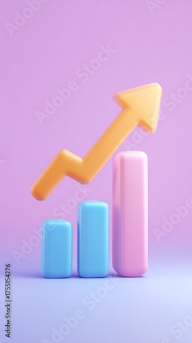 Financial Growth Visualization - Upward Arrow and Bar Chart.