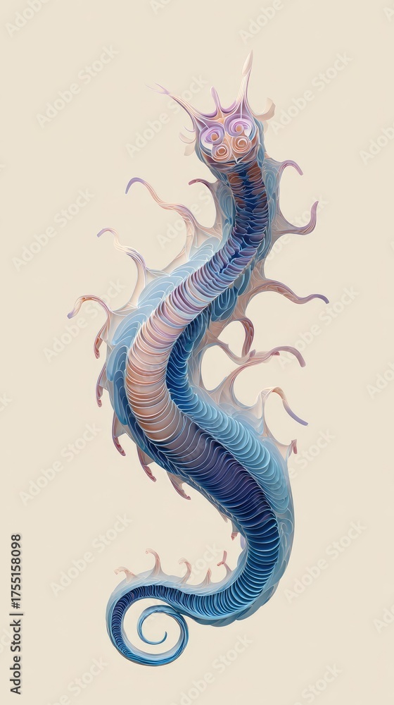 Fototapeta premium Mystical Sea Serpent - A Detailed Watercolor Illustration.
