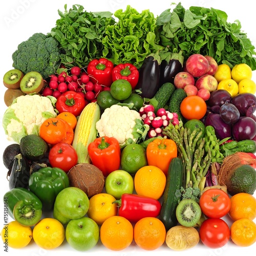 Vibrant Assortment of Fresh Fruits and Vegetables for Healthy Eating.