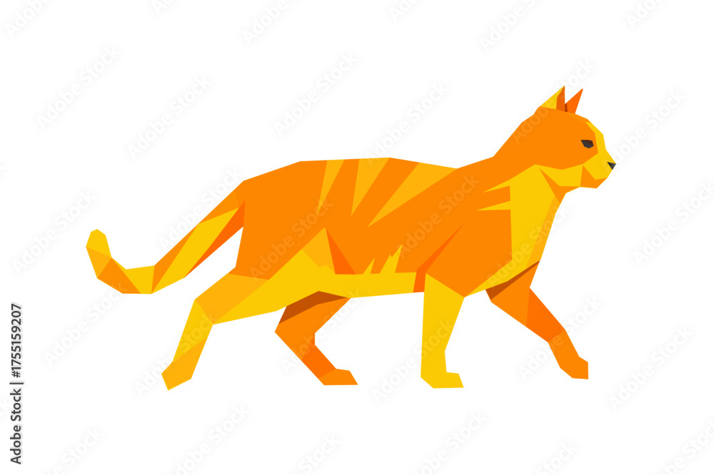 Fototapeta premium Geometric origami cat - vector illustration