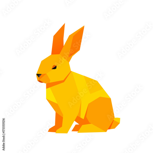 Geometric origami rabbit vector illustration