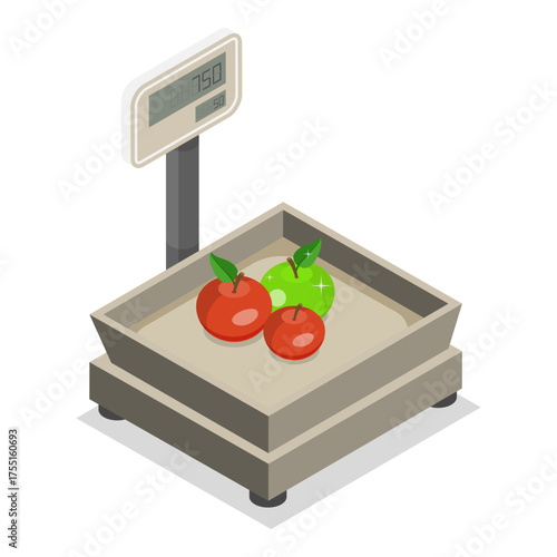 3D Isometric Flat Vector Illustration of Retail Scales, Analog and Digital Devices. Item 2