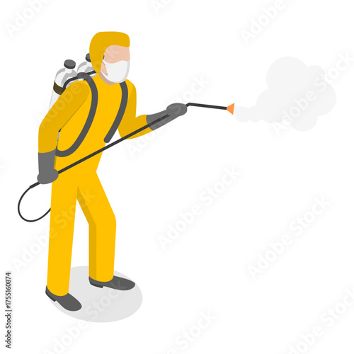 3D Isometric Flat Vector Illustration of Disinfection Service, Safe And Healthy Environment. Item 10