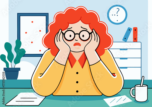 Stressed Businesswoman Overwhelmed at Desk