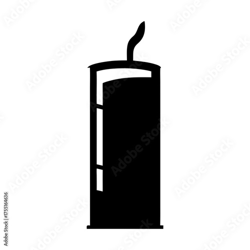 Silhouette of a traditional style kerosene lamp with wick and curved top