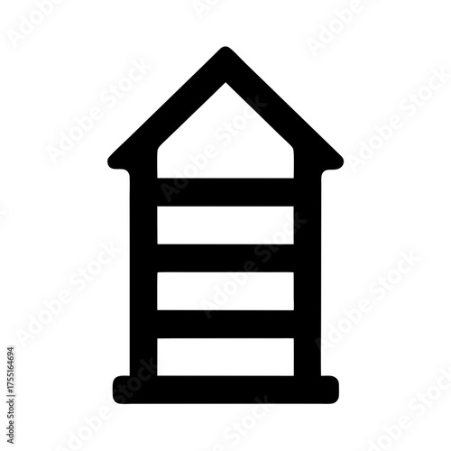 Simple icon illustration of a structure with a roof and three levels