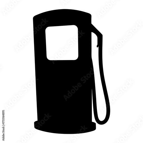 Black and white silhouette of a vintagestyle gas pump with fuel hose