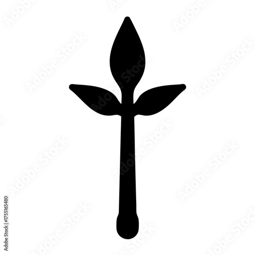 Simple botanical emblem featuring a central stem with lateral leaf like features