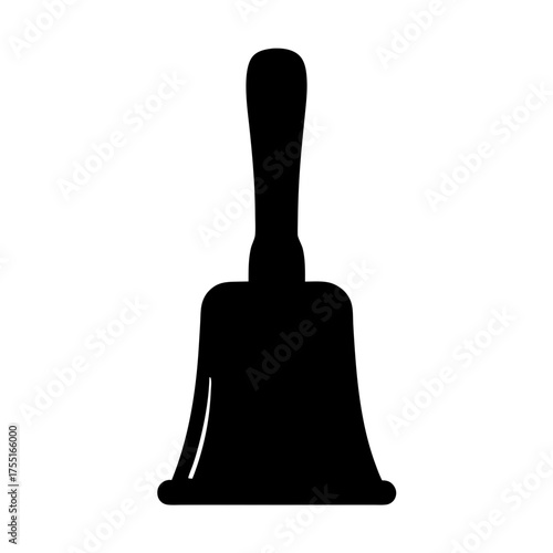 Black silhouette graphic rendering of a bell with its ringing form
