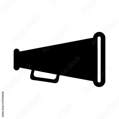 Bold black and white megaphone icon for announcements and sports cheering