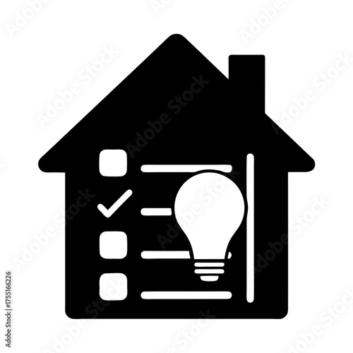 Home energy efficiency checklist with light bulb idea, save energy at home