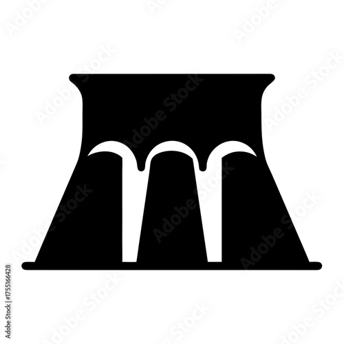 Stylized Chemical Structure or Nuclear Reactor Silhouette in Black and White