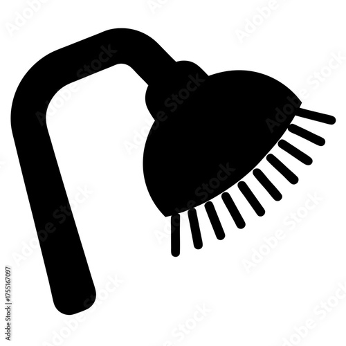 Stylized black shower head vector illustration on a white background