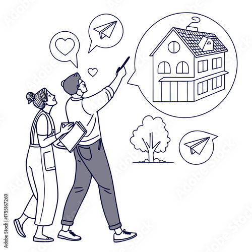 minimal line art couple writing vision board s.svg