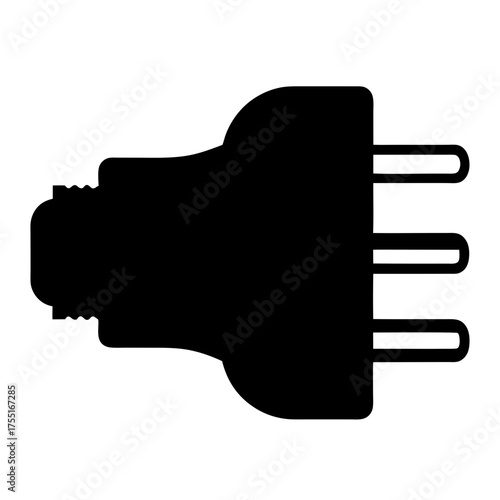 Silhouette of a three prong electrical plug for power and electricity