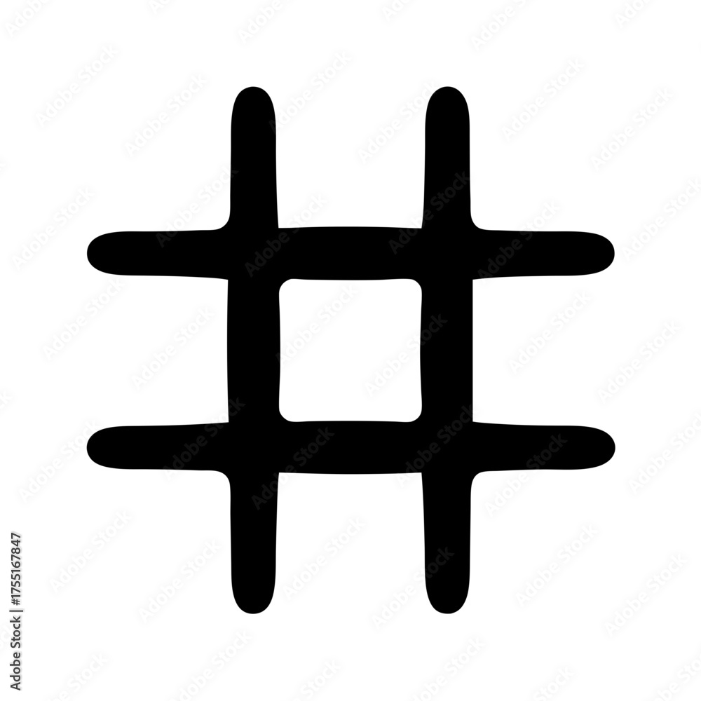 Obraz premium Black Hashtag Symbol with Rounded Edges on White Background Simple Design