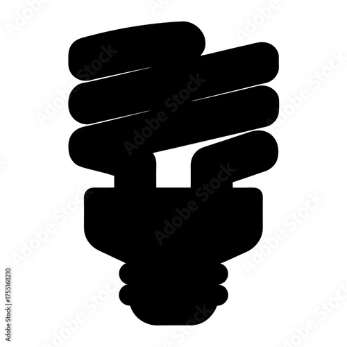 Silhouette of a compact fluorescent light bulb highlighting energy efficiency and savings