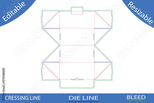 Packaging Box Die Cut Template Blueprint Lines vector