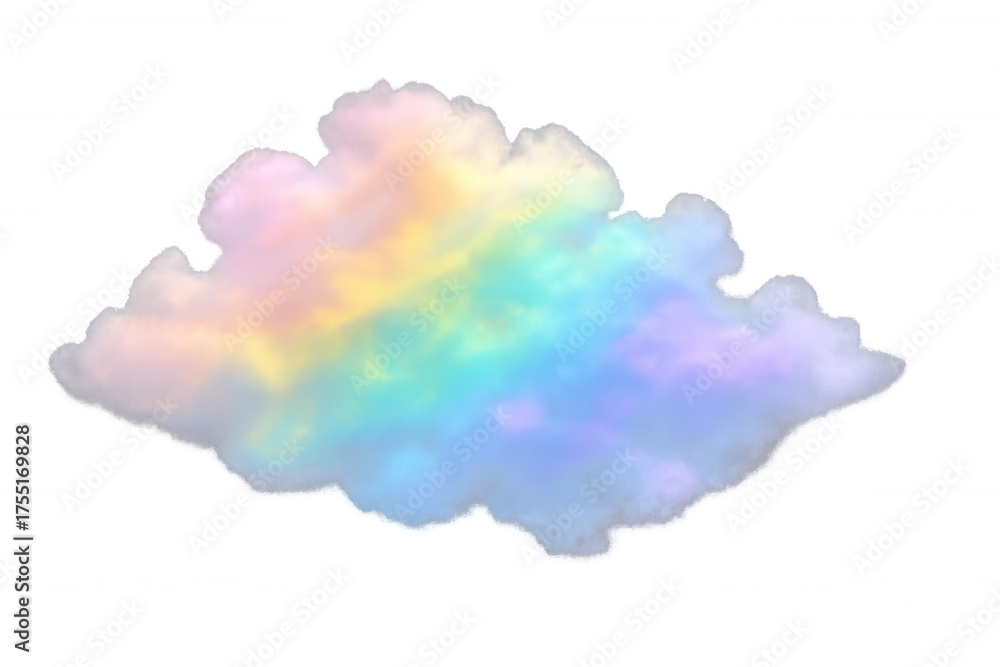 Obraz premium Pastel rainbow gradient cloud with soft colorful vapor on transparent background, symbolizing dreams and imagination