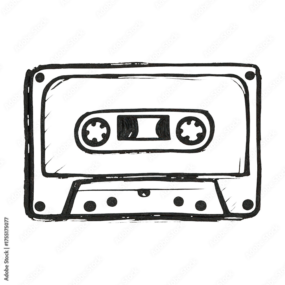 Obraz premium PNG Vintage cassette tape illustration.