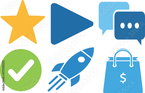 Colorful icons for business, finance, and communication graphic