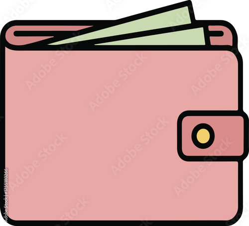 Pink Bifold Wallet With Fanned Out Bills money cash