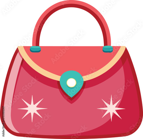 Red Handbag With Starburst Embellishments purse fashion