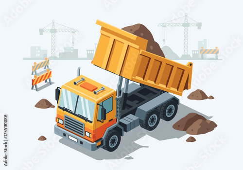 Isometric Dump Truck Illustration