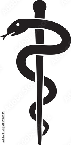 Public Health Silhouettes World Health Day Rod of Asclepius Snake Staff Medicine Minimal Icon