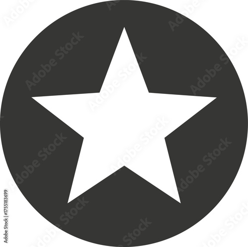 White star on dark gray circle shape geometric symbol icon design element graphic abstract simple isolated clipart vector illustration