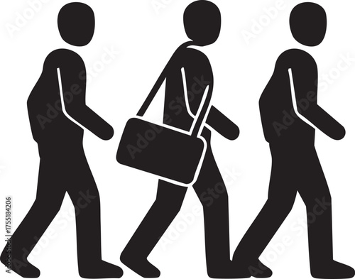 Global Movement Silhouettes International Migrants Day Human Figures Walking Bundle Migration Minimal Icon