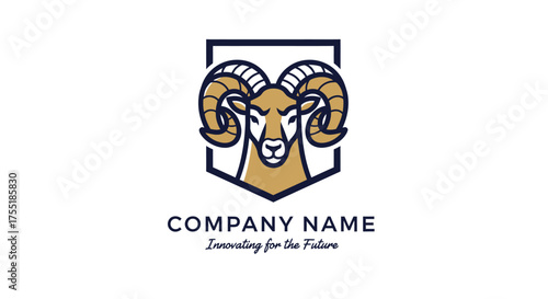 A striking logo featuring a ram's head with large, curved horns, set within a shield emblem, symbolizing strength and leadership.